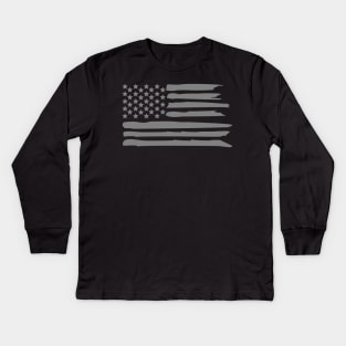 Distressed Patriotic American Flag Kids Long Sleeve T-Shirt